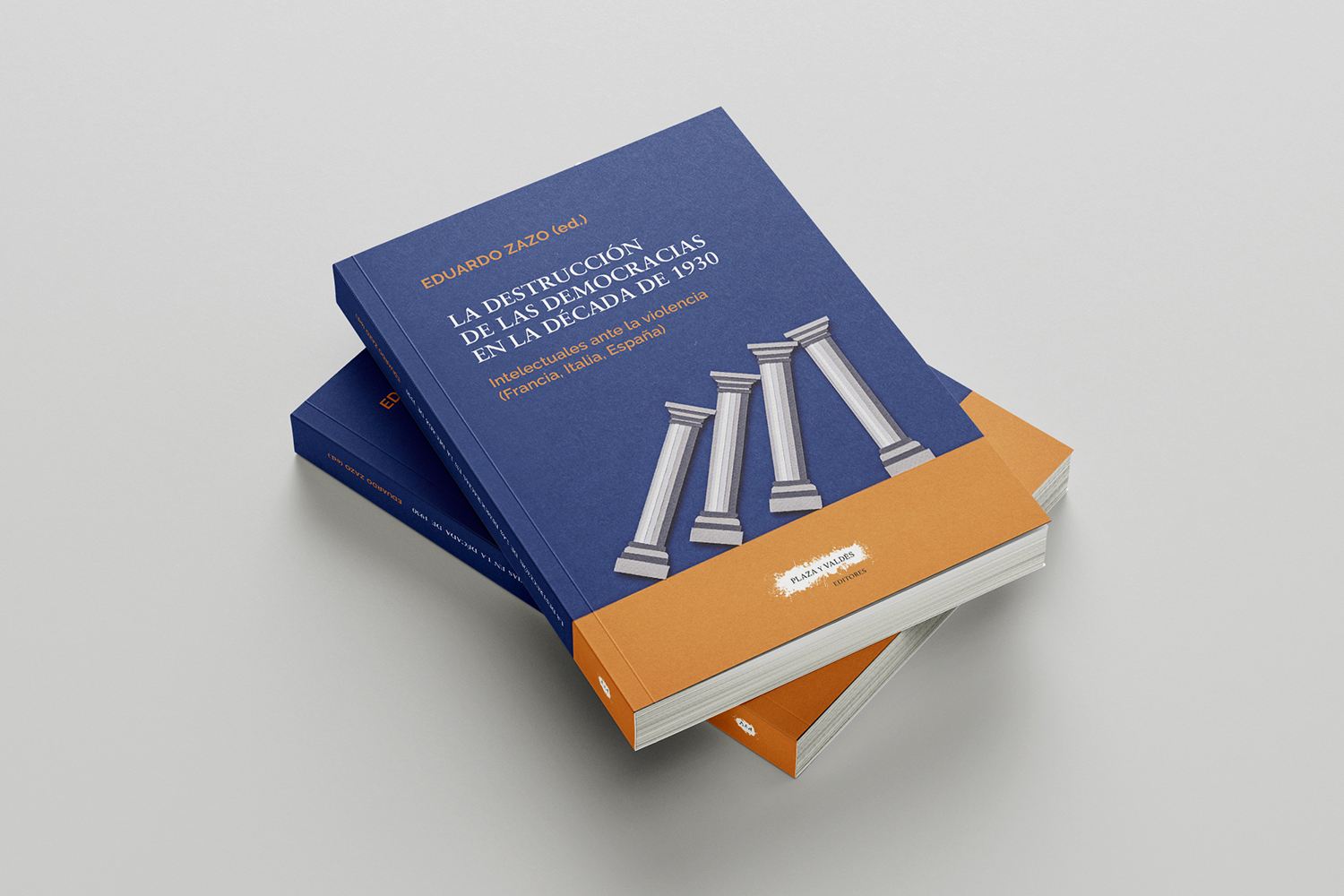 Mockups Design Ejemplares de La destrucción de las democracias en la década de 1930, diseñada e ilustrada por Bea Costo