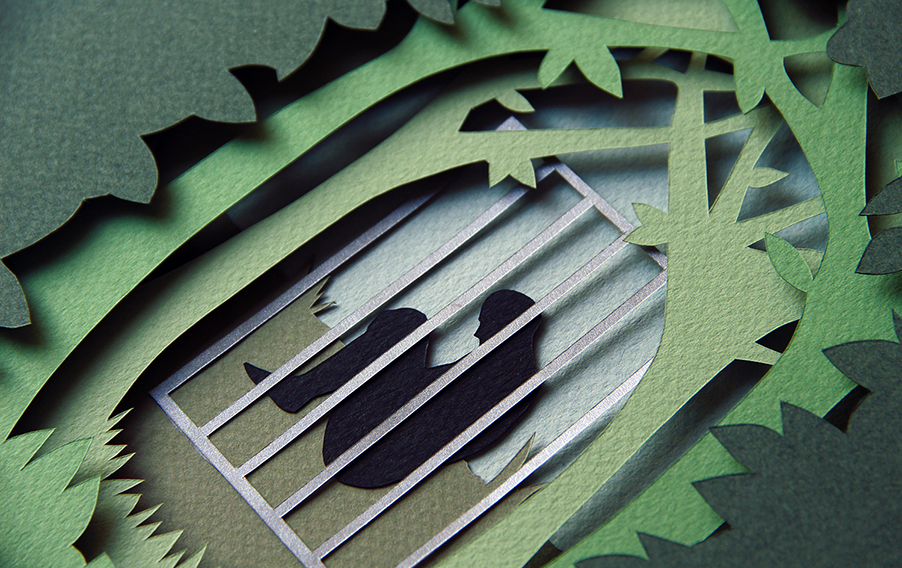 Ilustración en papercut para la portada de La jaula