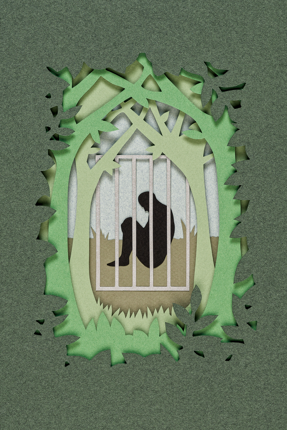 la jaula-ilustracion-02 Ilustración por capas en papercut para la portada de La jaula